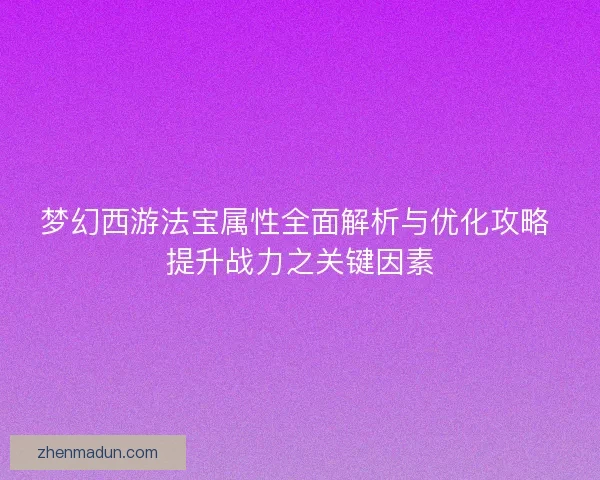梦幻西游法宝属性全面解析与优化攻略 提升战力之关键因素