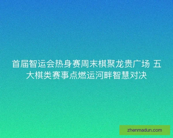 首届智运会热身赛周末棋聚龙贵广场 五大棋类赛事点燃运河畔智慧对决