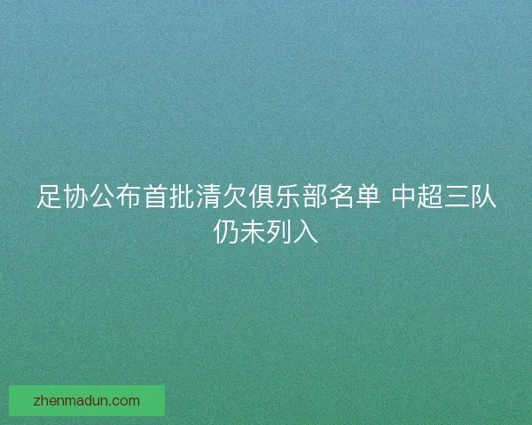 足协公布首批清欠俱乐部名单 中超三队仍未列入
