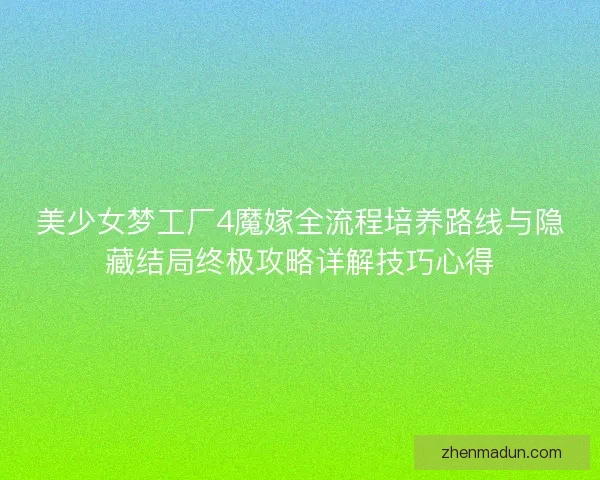 美少女梦工厂4魔嫁全流程培养路线与隐藏结局终极攻略详解技巧心得