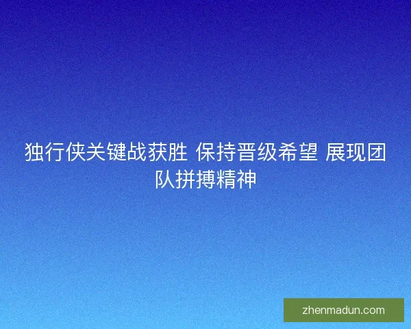 独行侠关键战获胜 保持晋级希望 展现团队拼搏精神 独行侠关键战获胜 保持晋级希望 展现团队拼搏精神